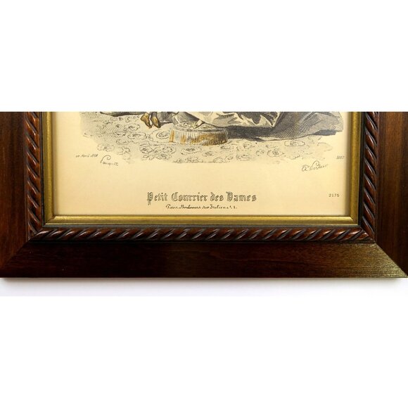 1850s Petit Courrier des Dames Fashion Plate - Mid-Century Repro - Framed 8x10 - Picture 2 of 5